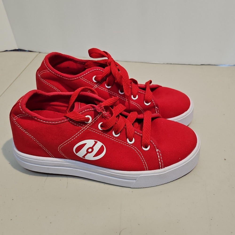 Heelys Skate Shoes Unisex Youth Size 4 Red White Canvas Lace Up Pro 20 HES10456